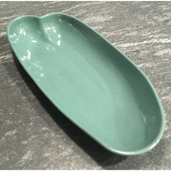 VTG Mid Century S. Ballard Vermont Blue Green Glazed Art Pottery Dish Tray 11” - Picture 1 of 6